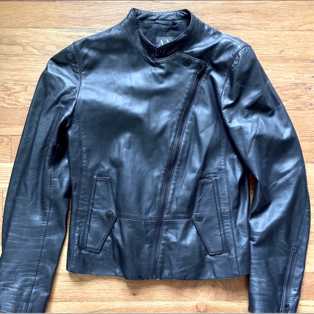Armani Exchange Black Leather Jacket